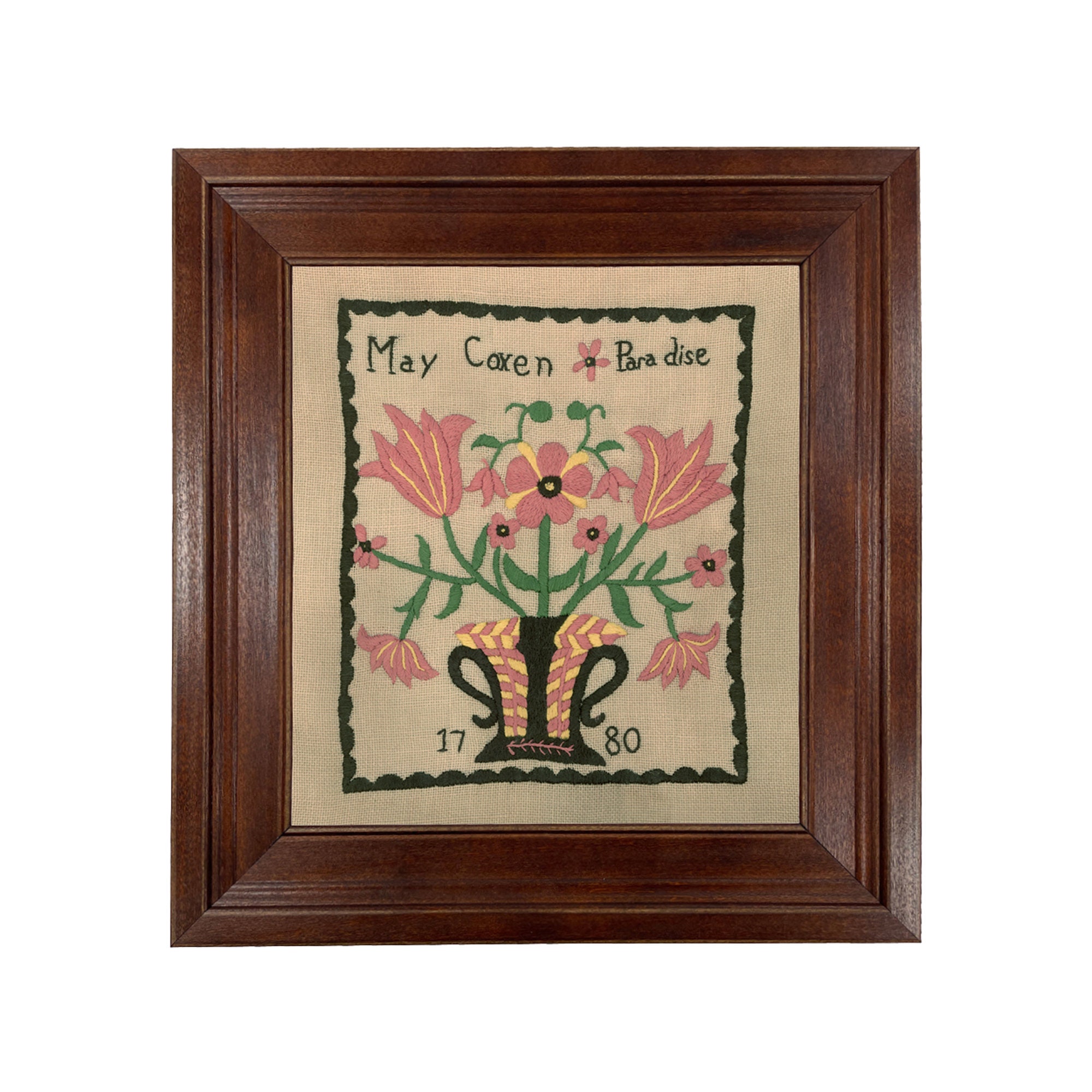 アンティーク　サンプラー額付き　アメリカ製 bau-antiques_co3977