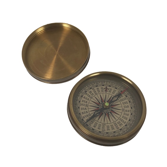 3" Antique-Finish Nautical Desktop or Pocket Compass with Screw-On Lid, Old World Decor