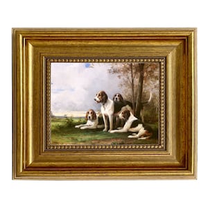 Hunde Moment Ruhe Ölgemälde Druck auf Leinwand, Jagdhund Kunst, Jagdhund Druck, Vintage Hundedruck, Hütte Wandkunst, Hütte Dekor