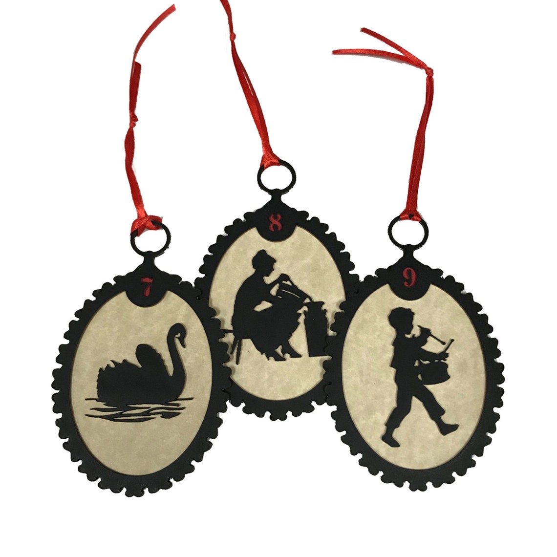 12 Days of Christmas Silhouette Ornaments With Antiqued Paper - Etsy