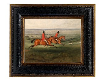 Across the Meadow Framed Oil Painting Print on Canvas in Leather-Look Black and Antiqued Gold Frame. - 12-3/4 x 14-3/4" framed size.