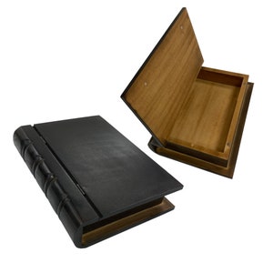 10" zwarte houten holle boekenkluis, boekendoos, geheim opbergboek, geschenkdoos, cadeau boekenliefhebber, cadeau voor lezer, decor Dark Academia