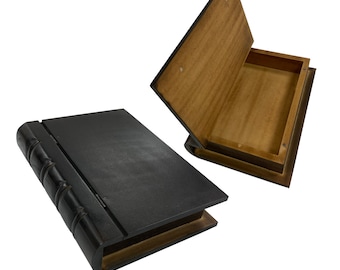10" Black Wood Hollow Book Safe, Book Box, Secret Storage Book, Gift Box, Book Lover Gift, Gift for Reader, Dark Academia Decor