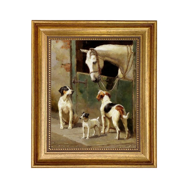 Horse and Dogs Canvas Print, Equestrian English Country Decor
