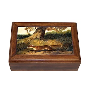 Fox on the Run Equestrian Framed Print Wood Trinket Box, Jewelry Box, Gift Box, Gift for Groomsman, Gift for Hunter, Cabin Decor, Fox Gift