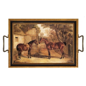 Saddled Horse Tray with Brass Handles