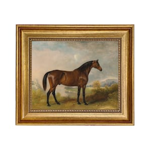 A Bay Hunter Framed Oil Painting Print on Canvas in Antiqued Gold Frame