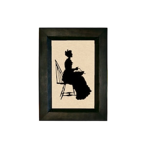 Peeling Apples Printed Silhouette in Black Wood Frame, Antique Style Silhouette, Colonial Wall Art, Primitive Decor