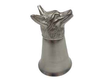 Pewter Fox Head Stirrup Cup: Equestrian Barware Gift