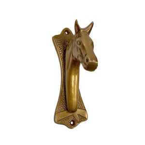 6&quot; Antiqued Brass Horse Head Door Knocker - Antique Vintage Style