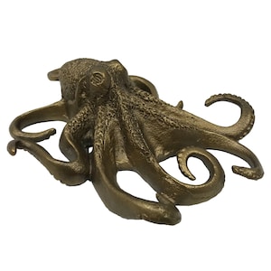 Antiqued Brass Coated Octopus Paper Weight- Antique Vintage Nautical Beach Decor