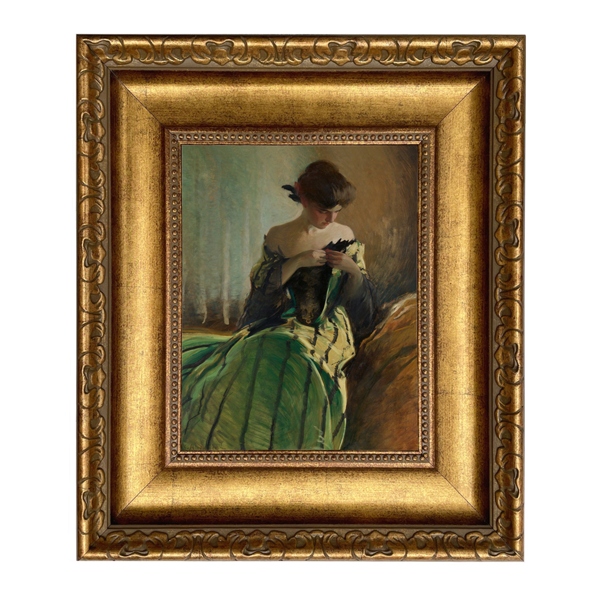 Framed Woman in Green Dress Canvas Art Print, Potrait Art, John White  Alexander - Etsy