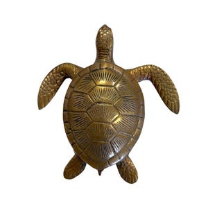4&quot; Antiqued Solid Brass Sea Turtle Paperweight, Brass Turtle Figurine, Ocean Lover Gift, Turtle Lover Gift, Brass Animal