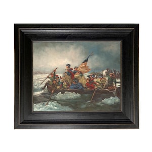 George Washington Crossing the Delaware Framed Canvas Print, Patriotic Wall Art, Early American Decor