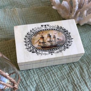 5-1/4&quot; Sailing Ship Trinket Box, Whaling Ship Ann Alexander, Coastal New England, Coastal Decor, Whaling Decor, Housewarming Gift