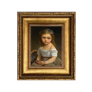 Little Girl with Basket of Plums Oil Painting Print on Canvas, Vintage Portrait Print, Vintage Style Art, French Portrait, Nursery Art