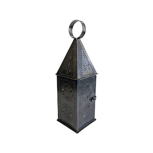 12-1/2&quot; Colonial Primitive Punched Tin Lantern, Antique Reproduction, Primitive Decor, Primitive Lantern, Prim Decor, Colonial Decor