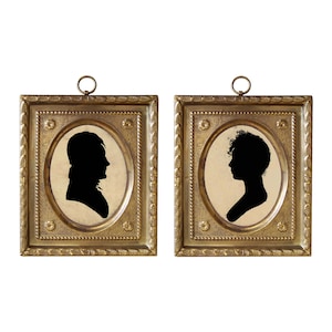 Impressions de silhouettes miniatures encadrées de 4-1/2" d'homme et de femme, style ancien, art mural de galerie