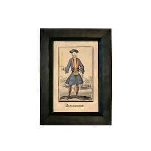 Pirate Blackbeard Framed Print, Vintage Style, Pirate Wall Art, Small Pirate Print, Mancave Decor