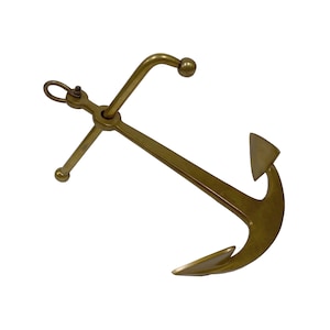 9&quot; Antiqued Brass Anchor Tabletop Ornament or Paperweight, Antique Vintage Reproduction, Tabletop Decor, Nautical Decor, Coastal Decor