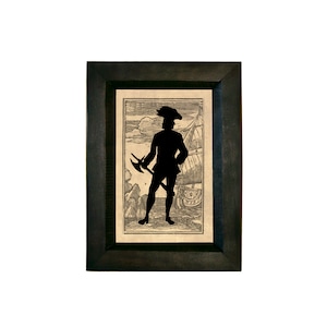 Pirate with Axe Silhouette Framed 4x6” Print Behind Glass, Pirate Party, Man Cave, Wall Art, Decor