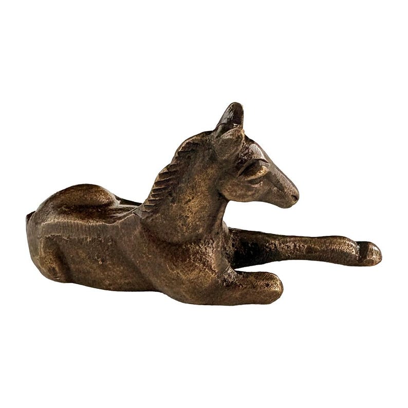 Antik mässingshästfigur, engelsk rid- eller västerländsk dekor bild 5