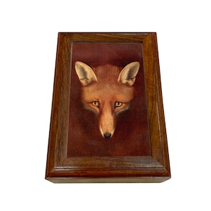 Fox Head Framed Print Wood Trinket Box, Jewelry Box, Gift Box, Gift for Groomsman, Gift for Hunter, Cabin Decor, Fox Gift