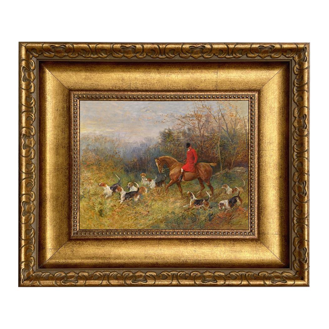 Fox Hill Farms アートプリント 額装品 The Draw by Heywood Hardy Framed Canvas Print, Vintage Fox Hunt