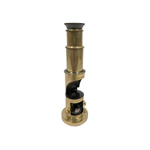 6-3/4&quot; Portable Brass Field Microscope, Antique Vintage Reproduction, Antique Science Decor, Antique Style Office Decor