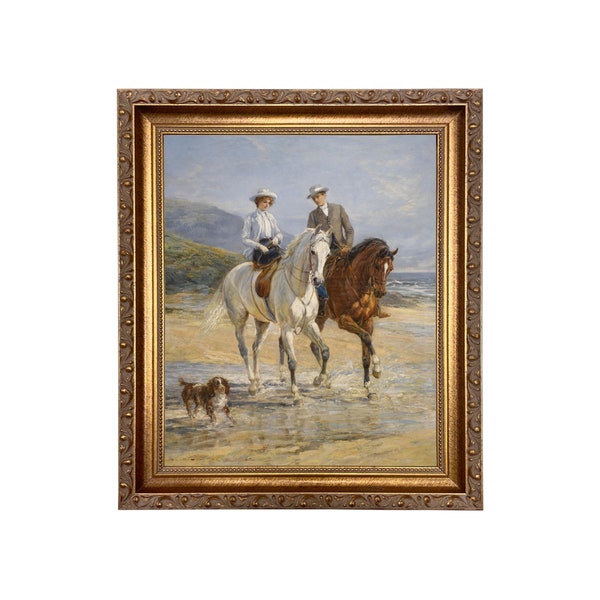 Pleasant Company by Heywood Hardy Framed Oil Painting Print on Canvas in Antiqued Gold Frame