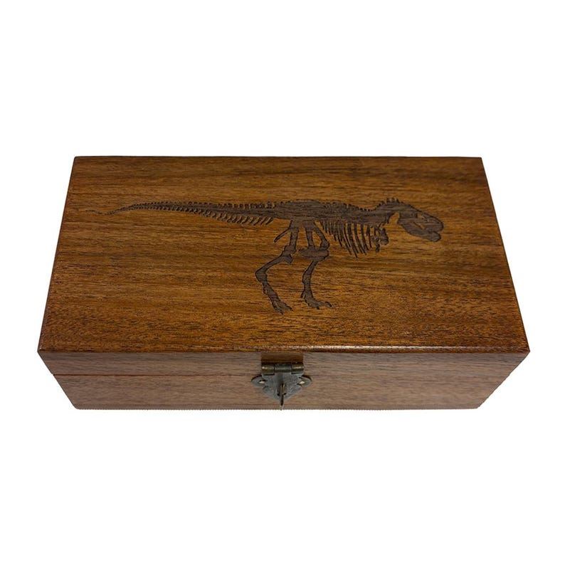 6" Tyrannosaurus Rex Dinosaur Engraved Wood Box image 1