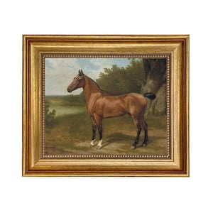 Horse in a Landscape Framed Oil Painting Print on Canvas, Framed Horse Print, Equestrian Wall Art, Equestrian Decor, Horse Wall Art