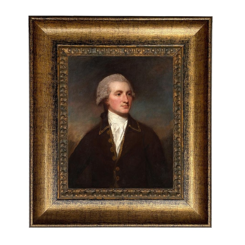 Portrait of a Man by George Romney Framed Oil Painting Print on Canvas ...