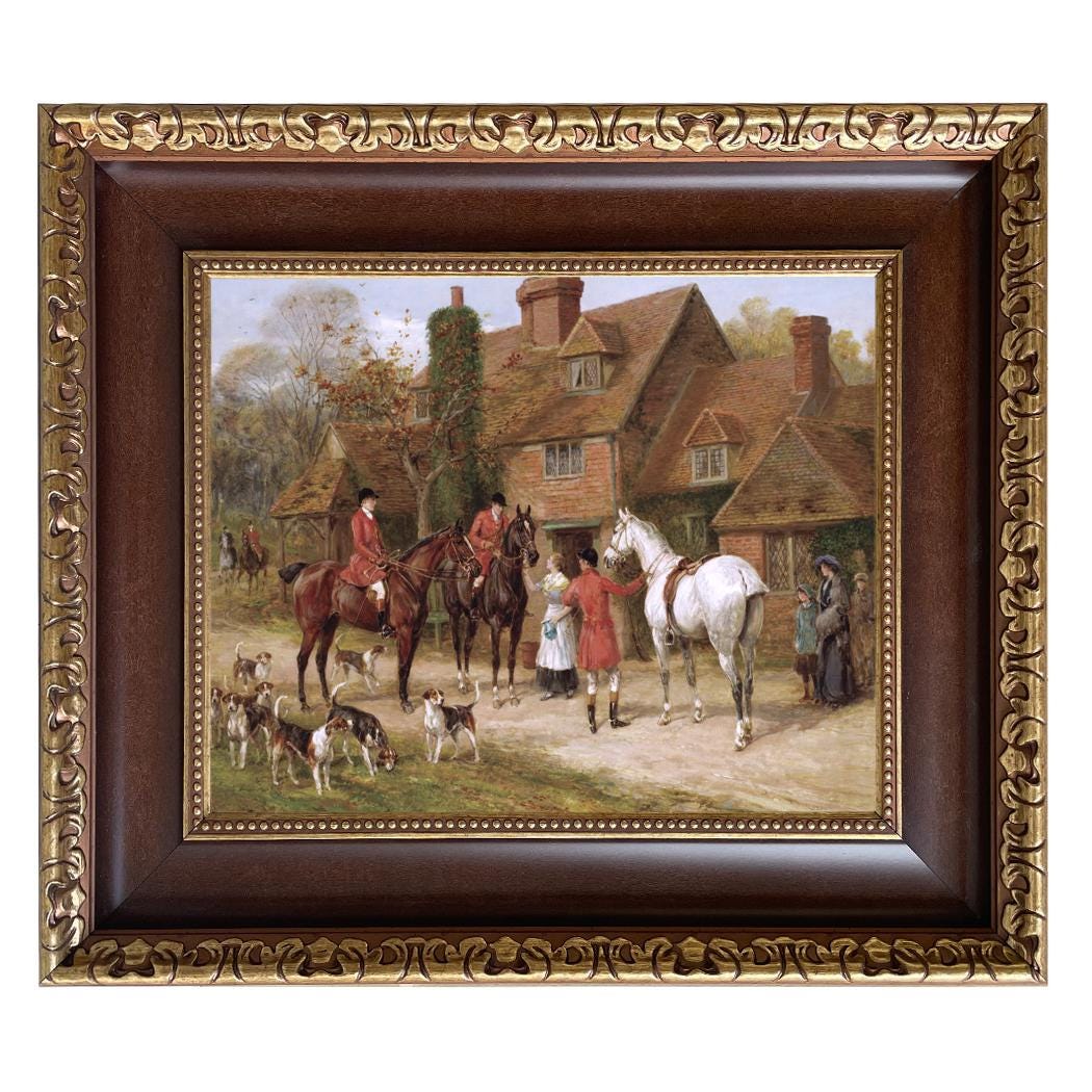 英国 Heywood Hardy「The Finish」額装プリント Heywood Hardy “the Stirrup Cup,” Framed Fox Hunt Canvas Print