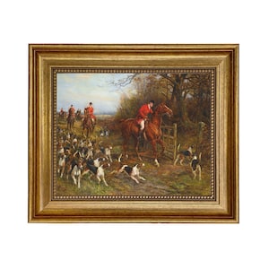 Heading for Cover Fox Hunting Framed Oil Painting Print on Canvas, Fox Hunt Wall Art, Fox Hunt Print, English Equestrian Decor