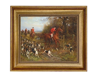 Heading for Cover Fox Hunting Framed Oil Painting Print on Canvas