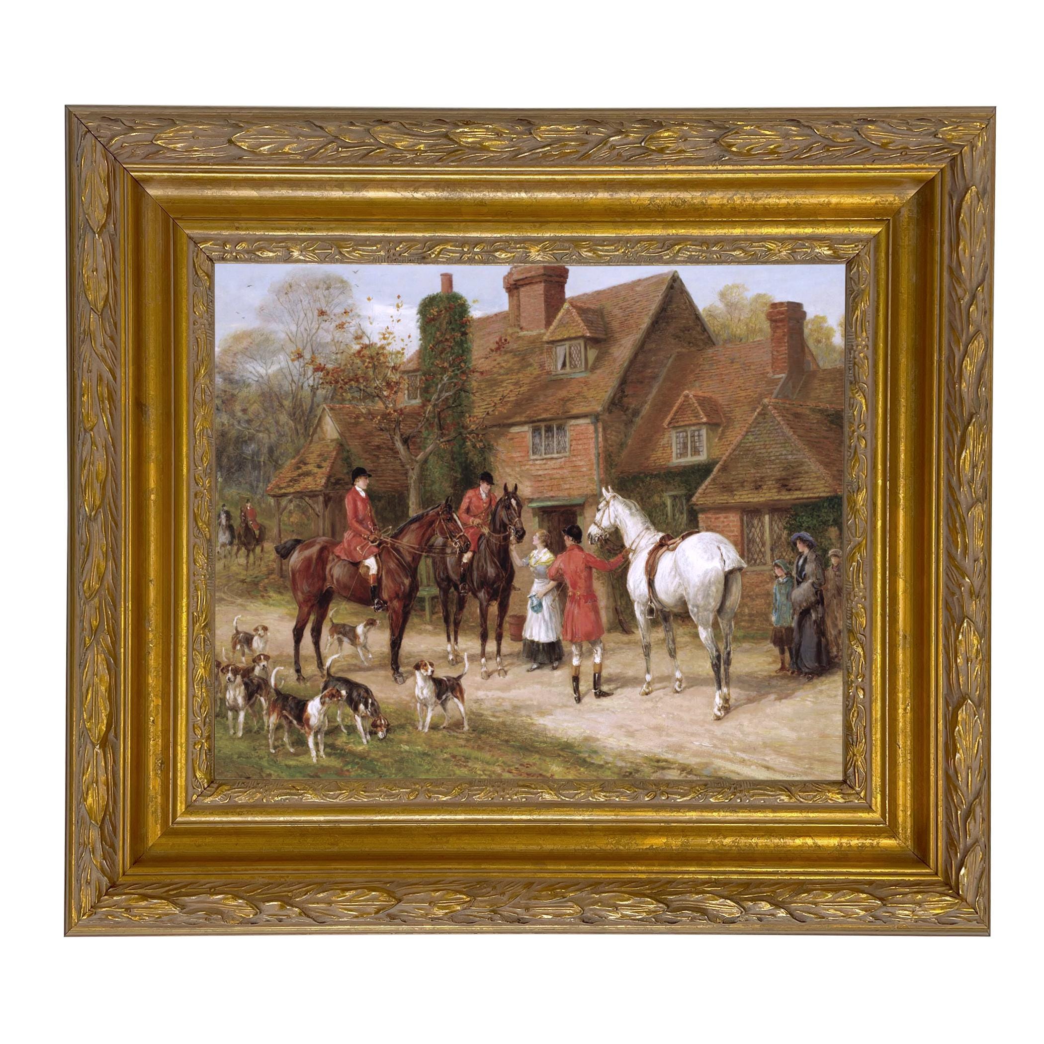 Heywood Hardy “the Stirrup Cup,” Framed Fox Hunt Canvas Print