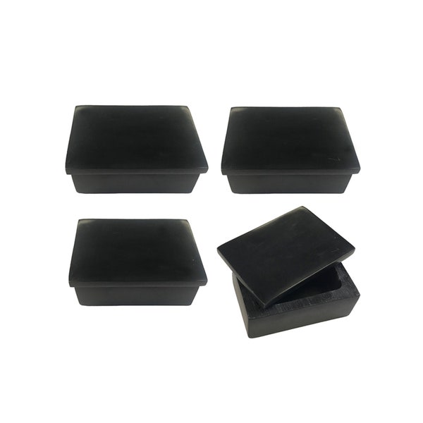 Set of 4 Black Mini Soapstone Trinket Boxes for Crafters