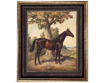 Chestnut Horse Framed Canvas Print, Equestrian Wall Art