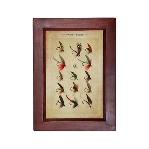 Vintage Style Trout Flies Framed Print, Fishing Decor, Fishing Wall Art, Fly Fishing, Gift for Fisherman, Mancave Wall Art, Cabin Decor