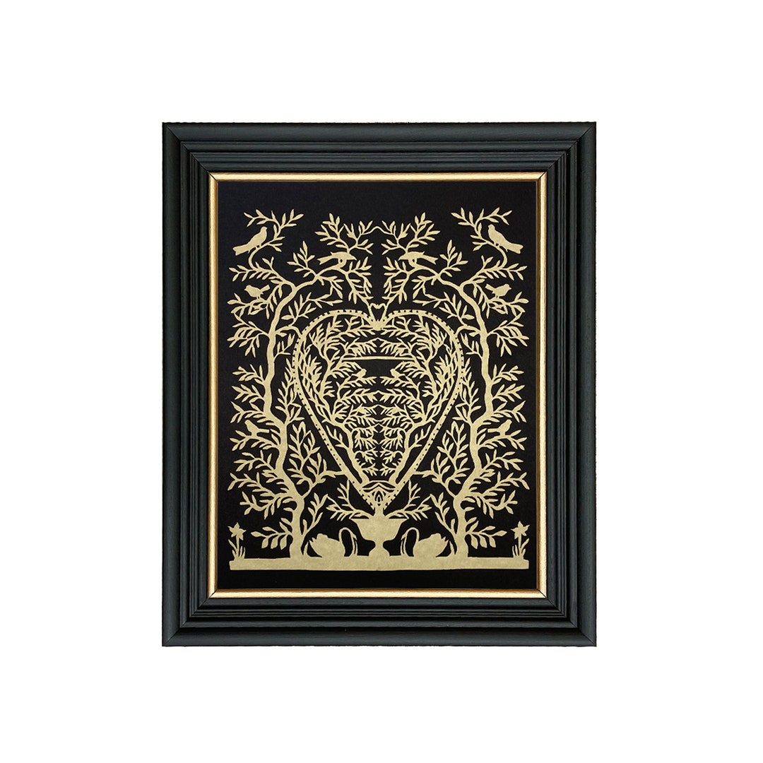Heart of the Swan Framed Scherenschnitte, Antique Reproduction, Tree of ...
