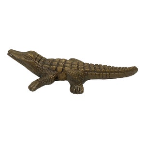 5&quot; Antiqued Brass Alligator Figurine, Antique Vintage Reproduction, Brass Animal