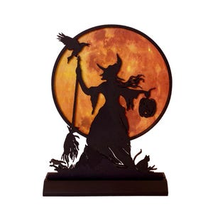 Wicked Witch with Moon Silhouette, Tabletop Silhouette, Halloween Decor, Halloween Tabletop, Spooky Season, Witchy Gift, Witchy Decor
