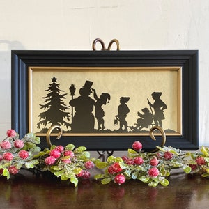 Decorating Frosty Framed Christmas Paper Cut Silhouette, Christmas Decor, Winter Wall Art, Victorian Silhouette, Victorian Decor