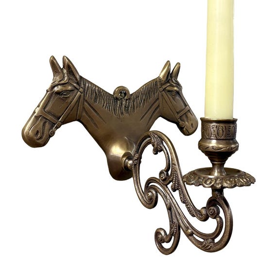 馬の頭の壁掛けキャンドルホルダー、乗馬用壁掛け燭台 - Etsy 日本