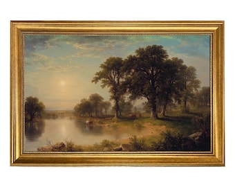 Asher Durand Summer Afternoon Landscape Framed Canvas Print, Gallery Wall Art