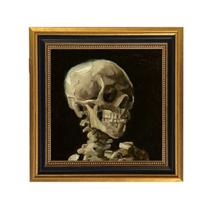 Kleine ingelijste print Halloween-schedel, Van Gogh-schedel, Halloween-decor, Halloween-muurkunst, gotische muurkunst, schedeldecor, gotisch decor