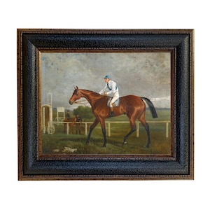 Robert the Devil Framed Oil Painting Print on Canvas, Framed Equestrian Print, Horse Racing Wall Art, Vintage Style Horse Print