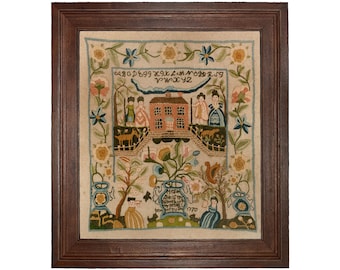 Megan Ann 1770 Antique Embroidery Needlepoint Sampler Framed PRINT