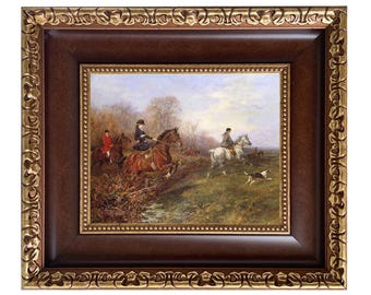 The Meet by Heywood Hardy 42x30 Framed Fox Hunt Art Victorian
